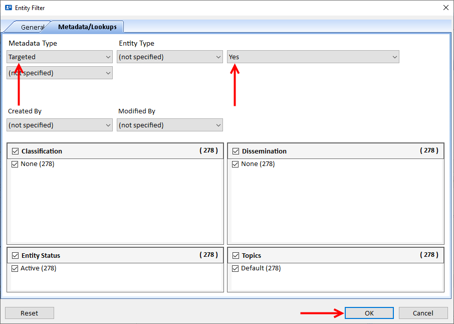 Entity Filter Metadata Lookup