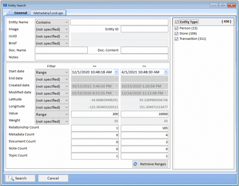 Advanced Entity Search