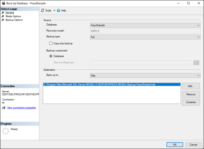 SQL Server Backup Database Location